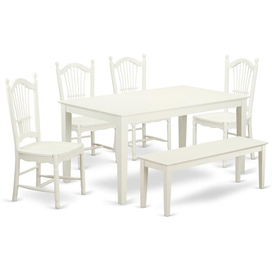 Dining Room Set Linen White, CADO6-LWH-W