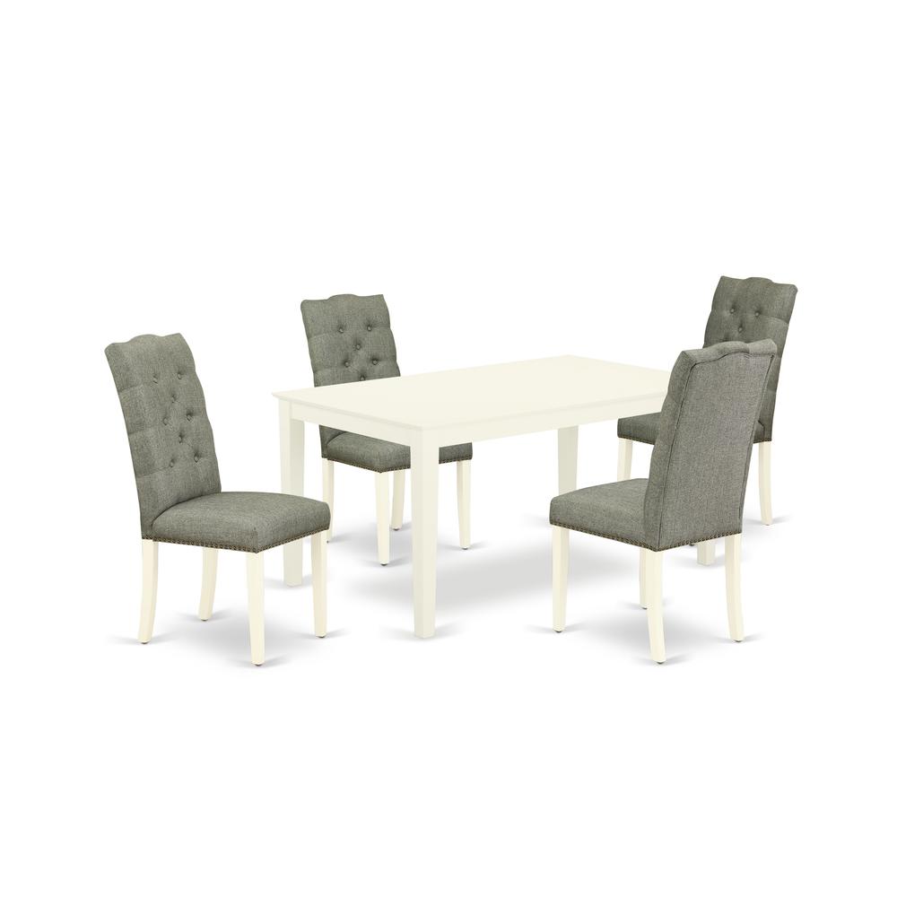 Dining Room Set Linen White, CAEL5-LWH-07