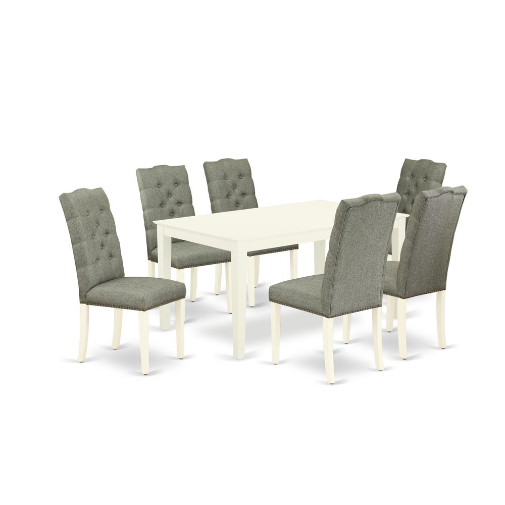 Dining Room Set Linen White, CAEL7-LWH-07