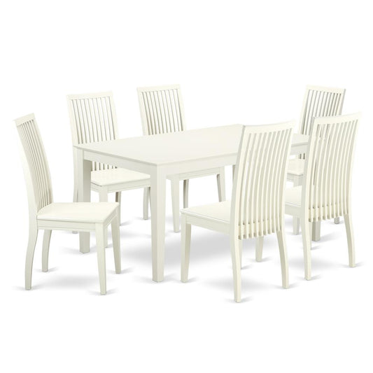 Dining Room Set Linen White, CAIP7-LWH-W