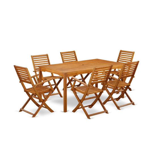 Wooden Patio Set Natural Oil, CMBS7CANA