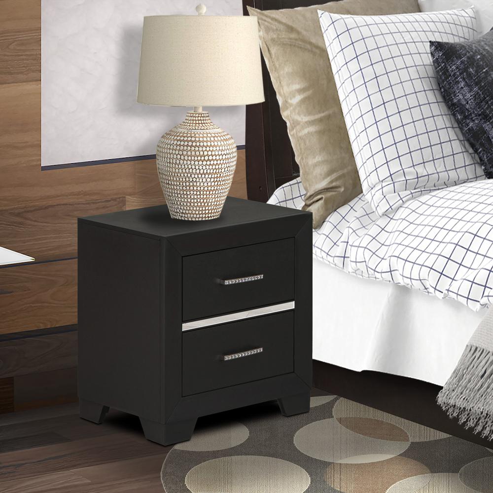 East West Furniture 1-Piece Denali Small Nightstand with 2 Drawers for any Bedroom - Brushed Gray Finish