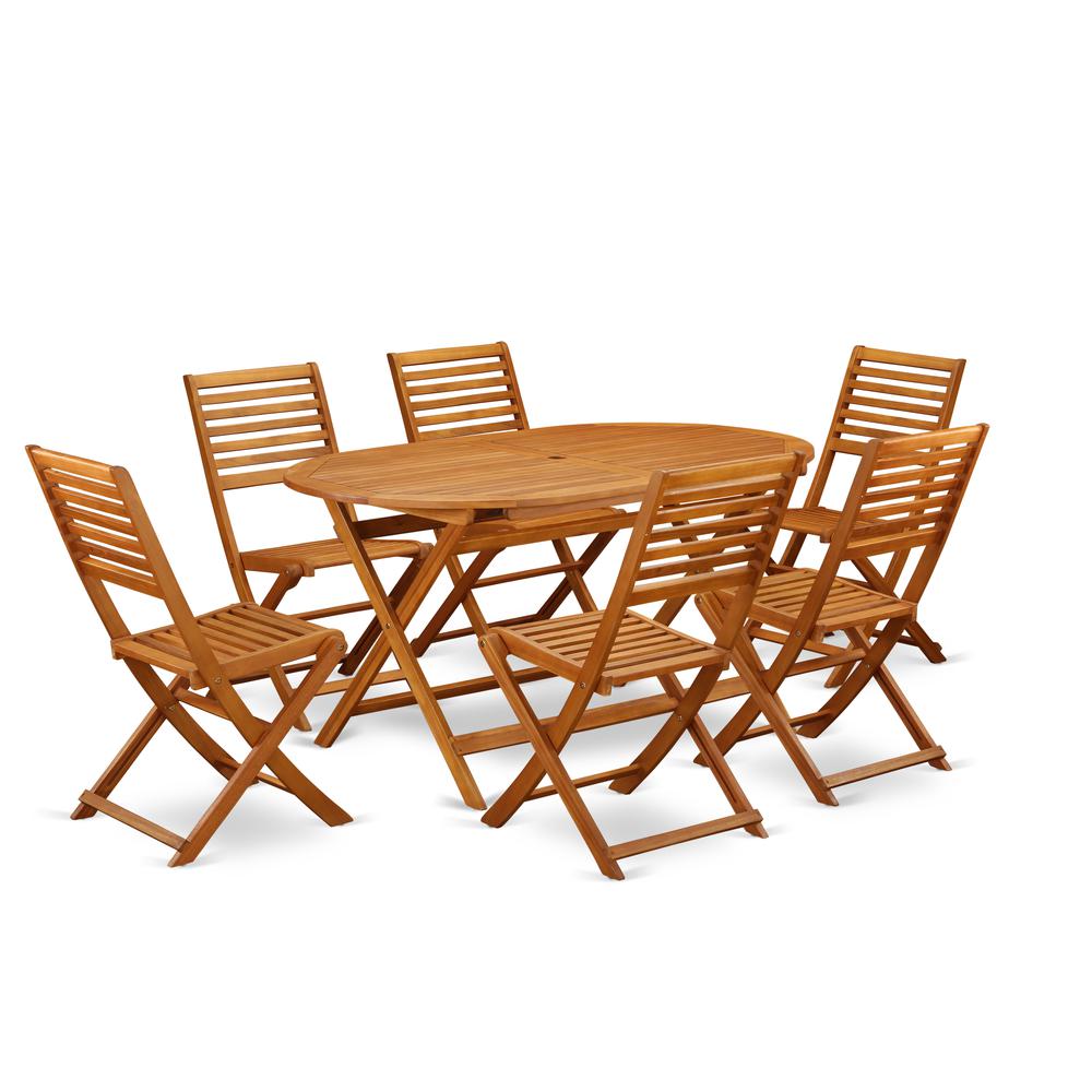 Wooden Patio Set Natural Oil, DIBS7CWNA