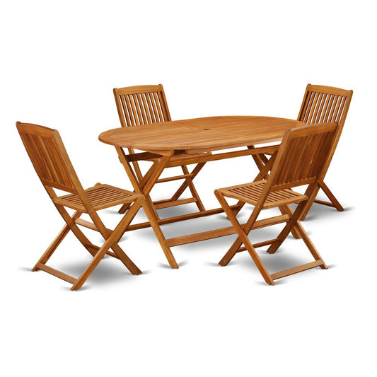 Wooden Patio Set Natural Oil, DICM5CWNA