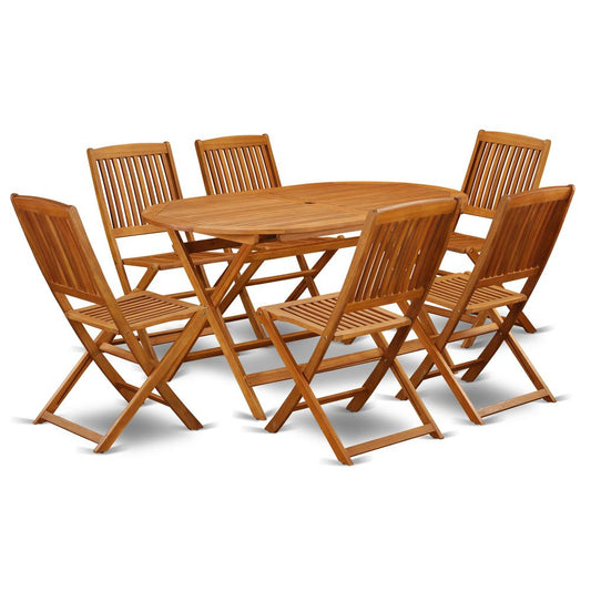 Wooden Patio Set Natural Oil, DICM7CWNA