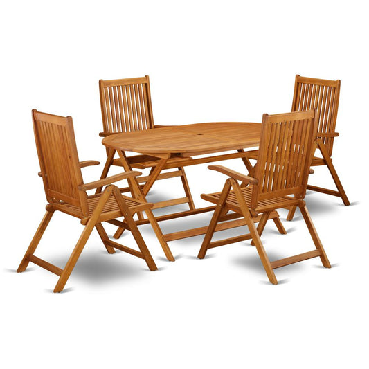 Wooden Patio Set Natural Oil, DICN5NC5N