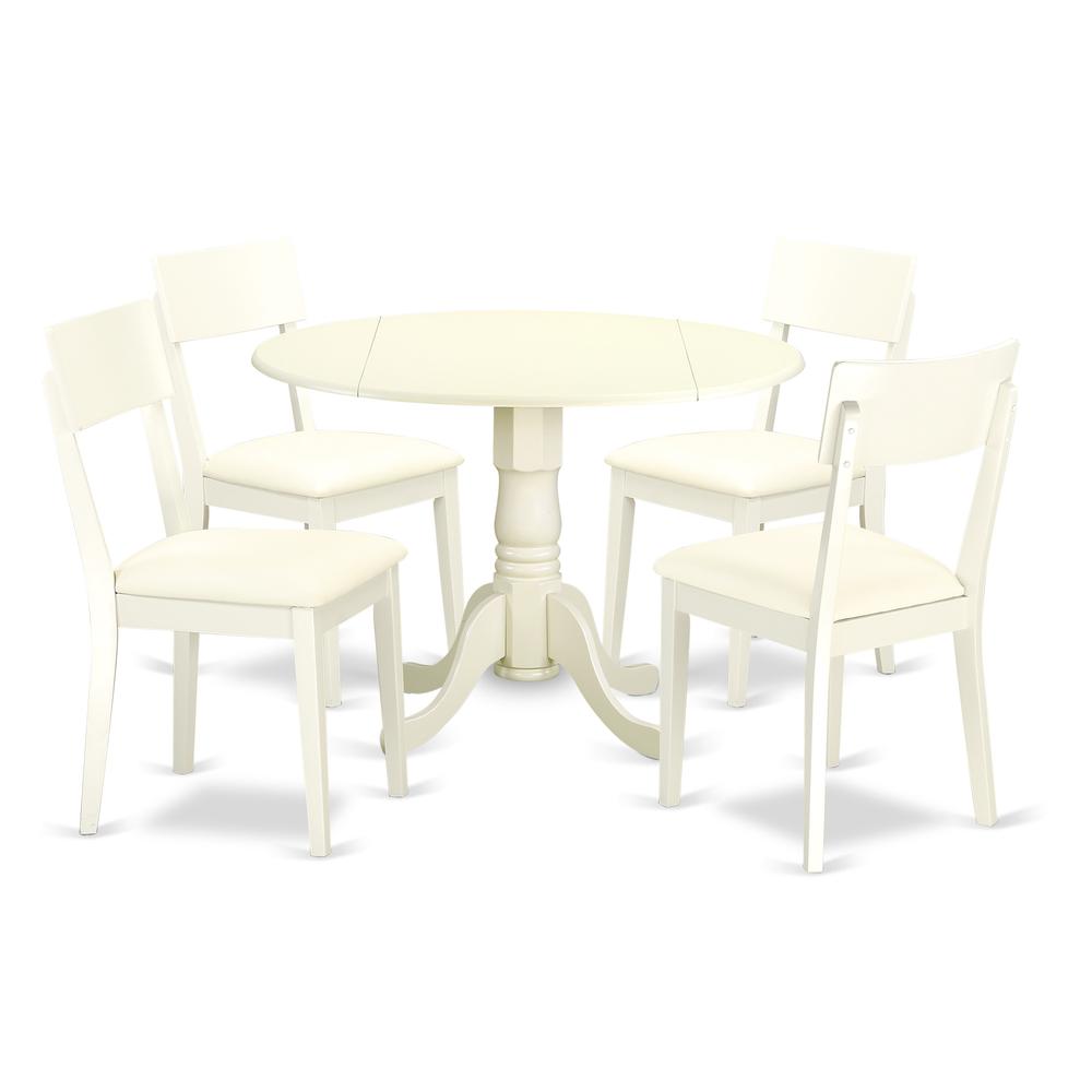 Dining Room Set Linen White, DLAD5-LWH-LC