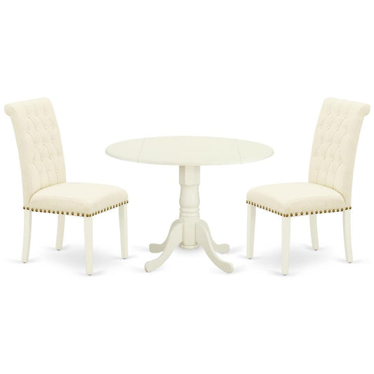 Dining Room Set Linen White, DLBR3-WHI-02