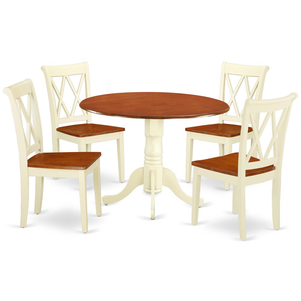 Dining Room Set Buttermilk & Cherry, DLCL5-BMK-W