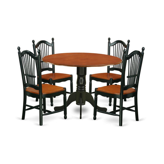 Dining Room Set Black & Cherry, DLDO5-BCH-W