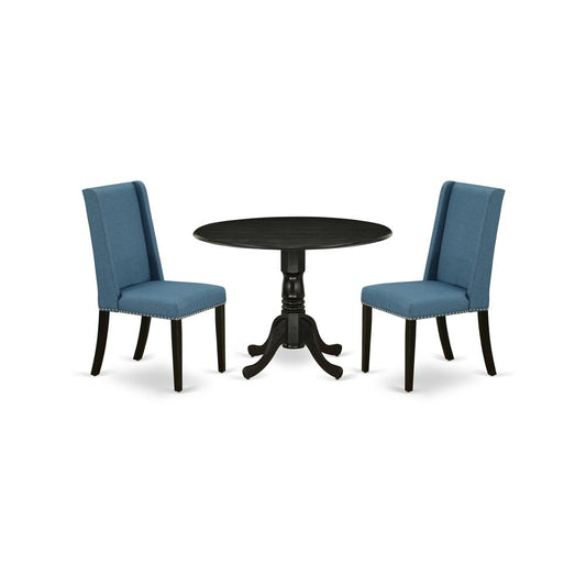 Dining Room Set Wirebrushed Black, DLFL3-ABK-21