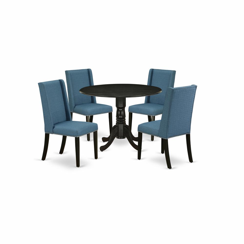 Dining Room Set Wirebrushed Black, DLFL5-ABK-21