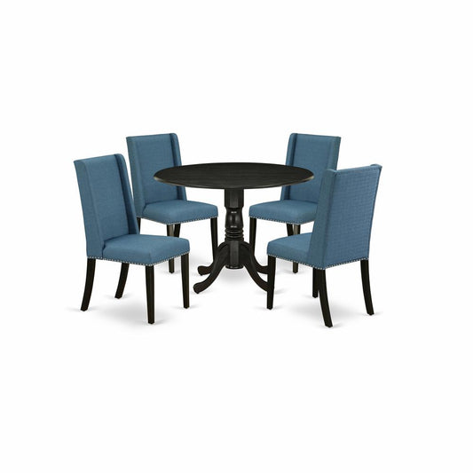 Dining Room Set Wirebrushed Black, DLFL5-ABK-21