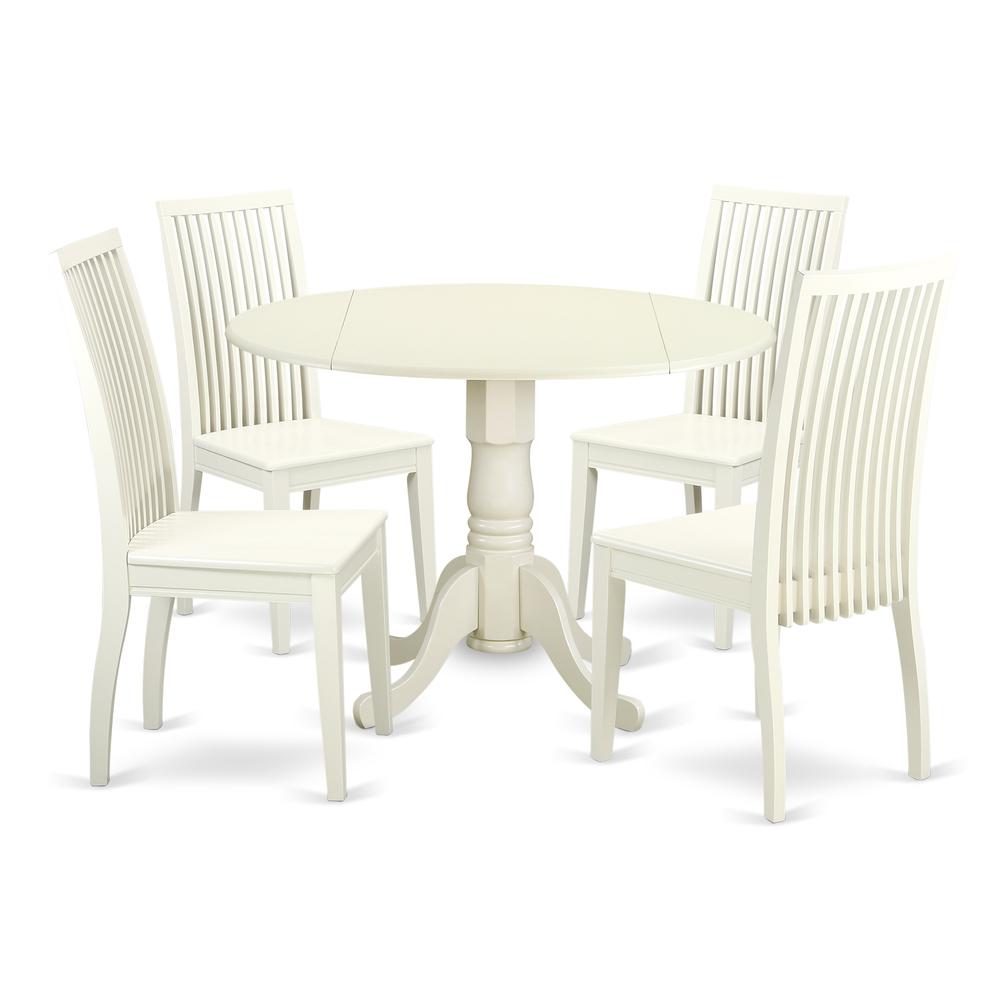 Dining Room Set Linen White, DLIP5-LWH-W