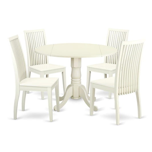 Dining Room Set Linen White, DLIP5-LWH-W