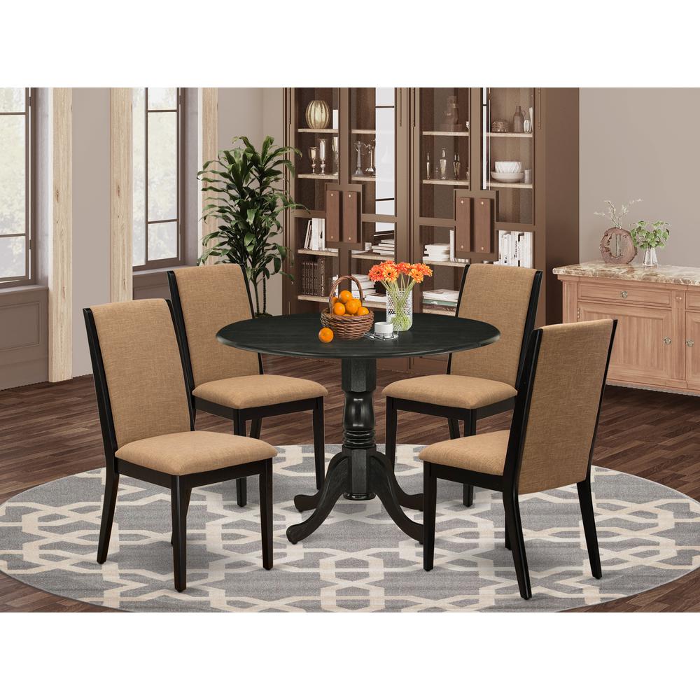 Dining Room Set Wirebrushed Black, DLLA5-ABK-47