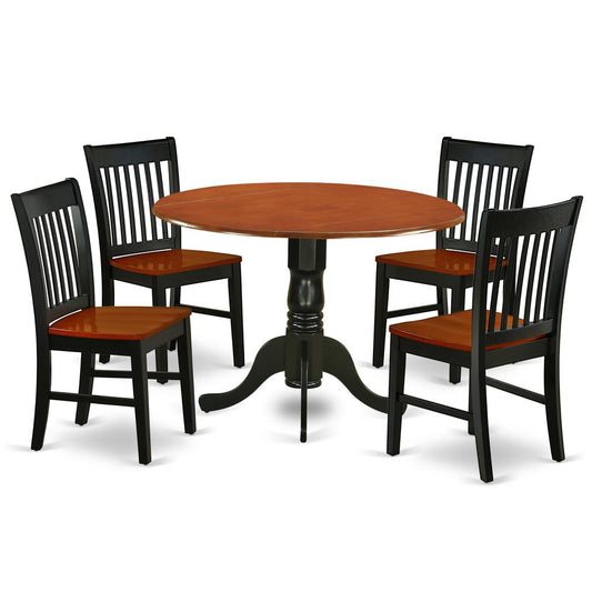 Dining Room Set Black & Cherry, DLNO5-BCH-W