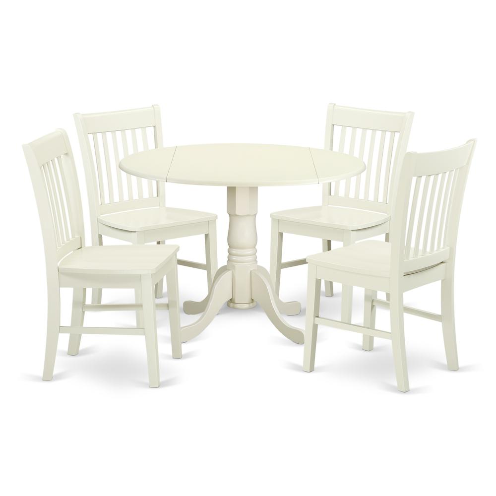 Dining Room Set Linen White, DLNO5-LWH-W