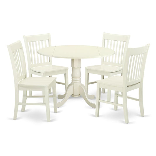 Dining Room Set Linen White, DLNO5-LWH-W