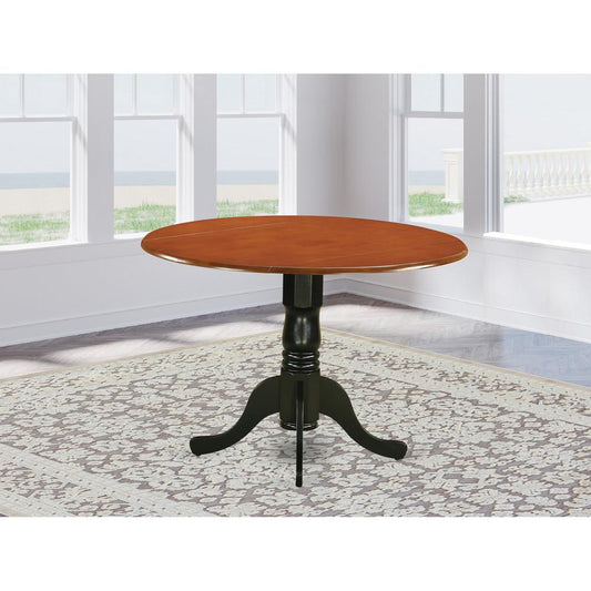 Dublin  Round  Table  with  two  9"  Drop  Leaves  in  Black  and  Cherry  Finish