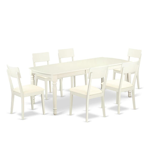 Dining Room Set Linen White, DOAD7-LWH-LC