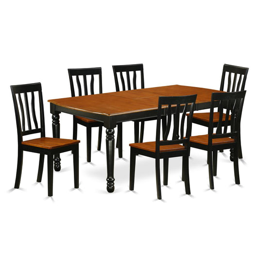 Dining Room Set Black & Cherry, DOAN7-BCH-W