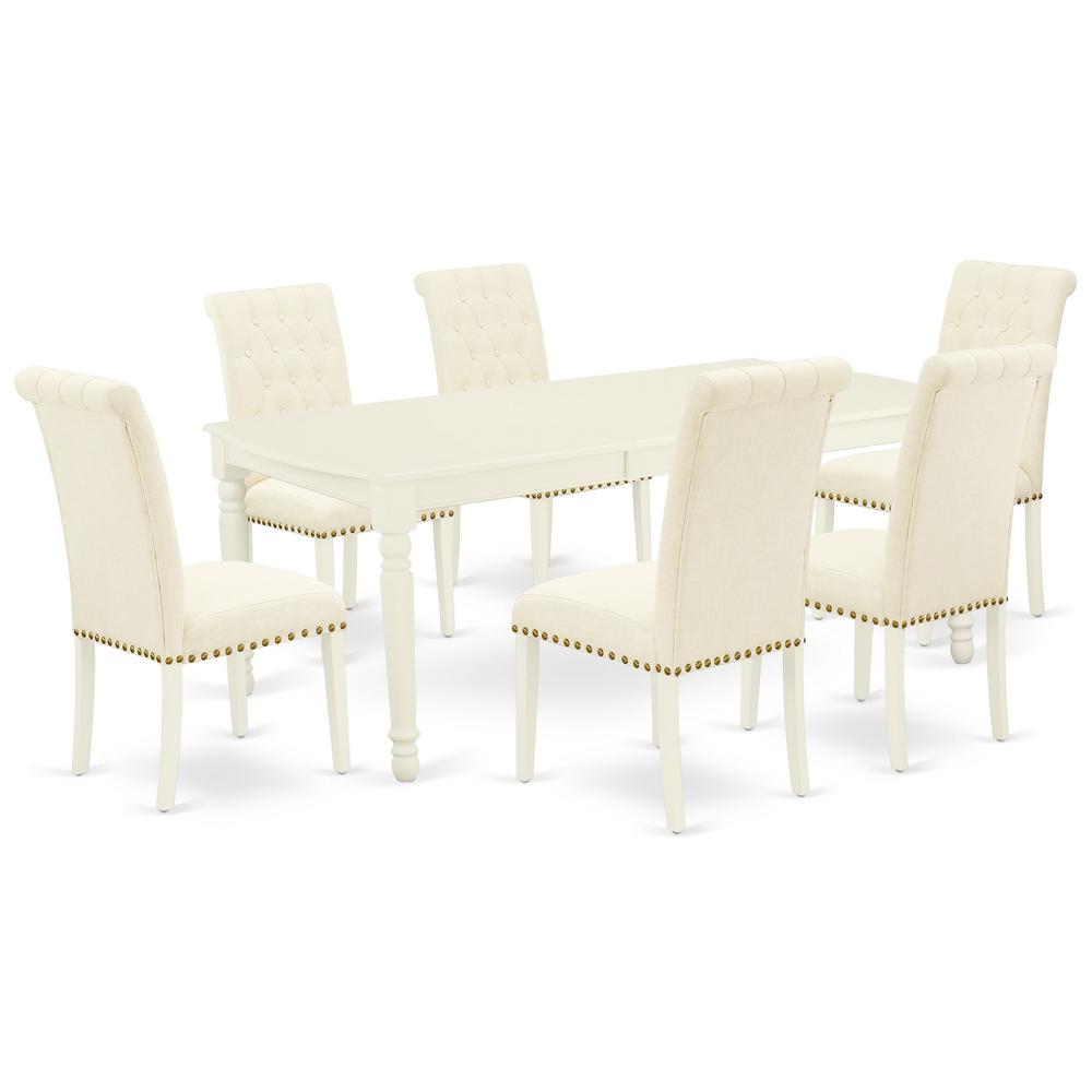 Dining Room Set Linen White, DOBR7-LWH-02