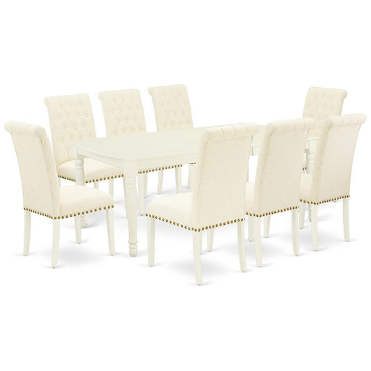 Dining Room Set Linen White, DOBR9-LWH-02