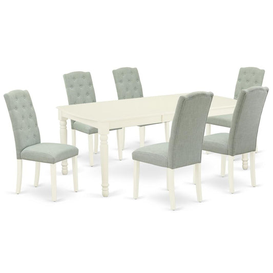 Dining Room Set Linen White, DOCE7-LWH-15