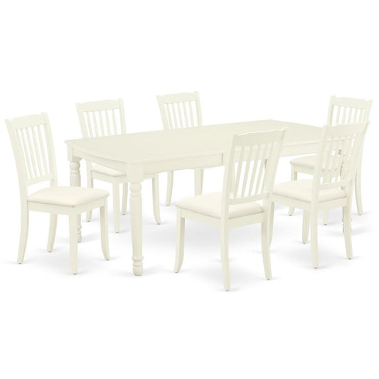 Dining Room Set Linen White, DODA7-LWH-C