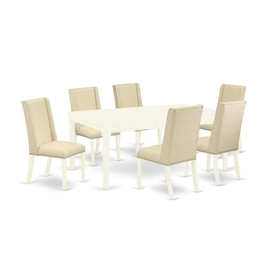 Dining Room Set Linen White, DOFL7-LWH-01