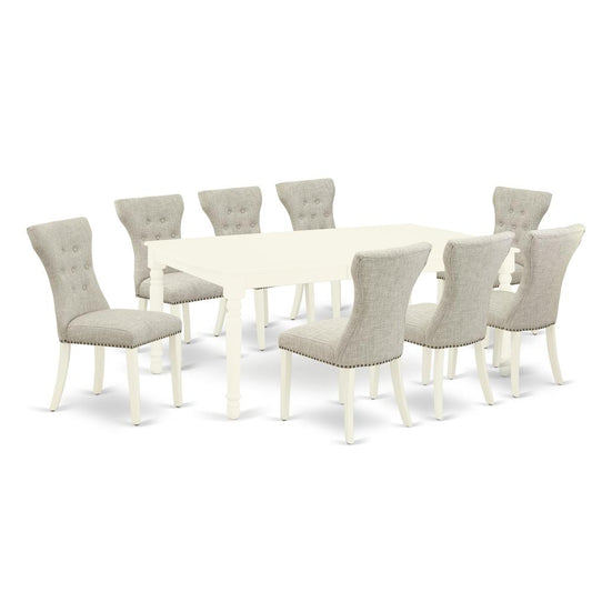 Dining Room Set Linen White, DOGA9-LWH-35