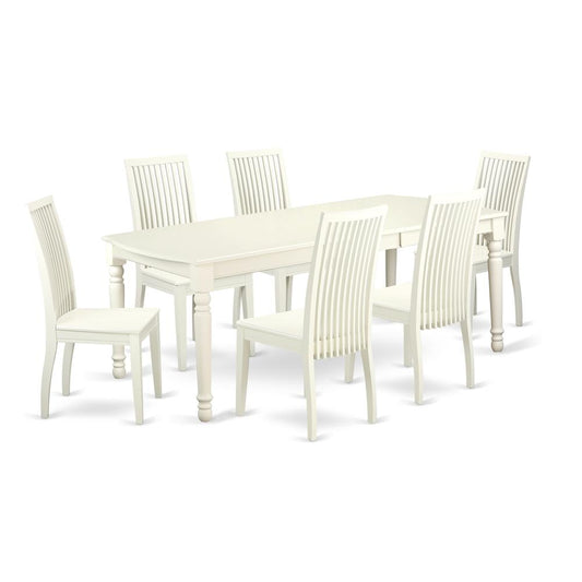 Dining Room Set Linen White, DOIP7-LWH-W