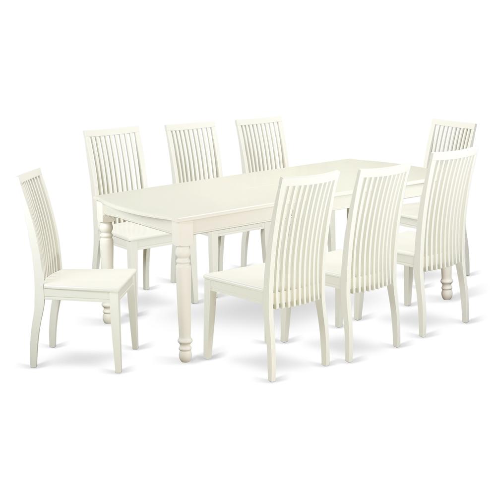 Dining Room Set Linen White, DOIP9-LWH-W