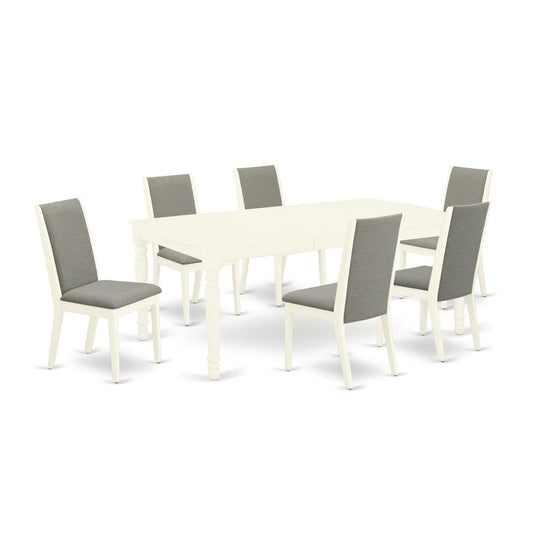 Dining Room Set Linen White, DOLA7-LWH-06