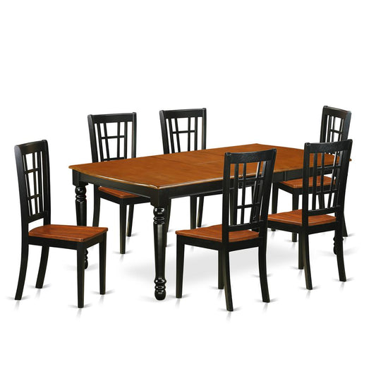 Dining Room Set Black & Cherry, DONI7-BCH-W