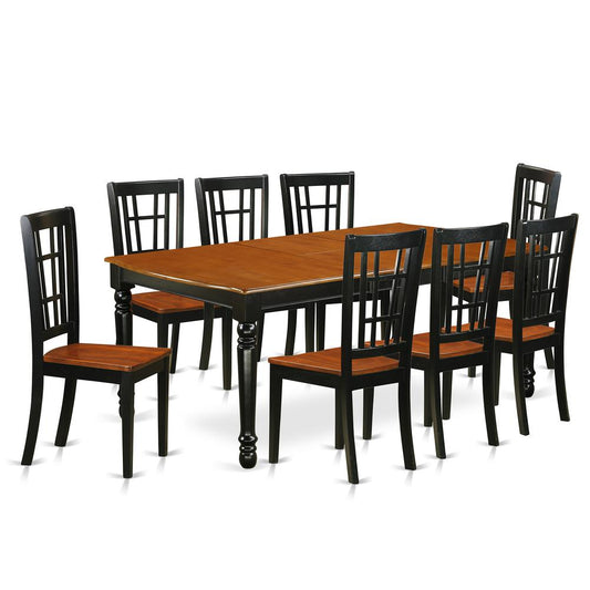 Dining Room Set Black & Cherry, DONI9-BCH-W