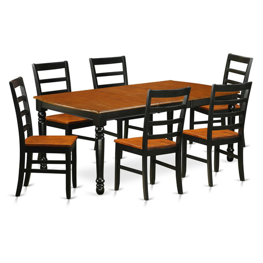 Dining Room Set Black & Cherry, DOPF7-BCH-W