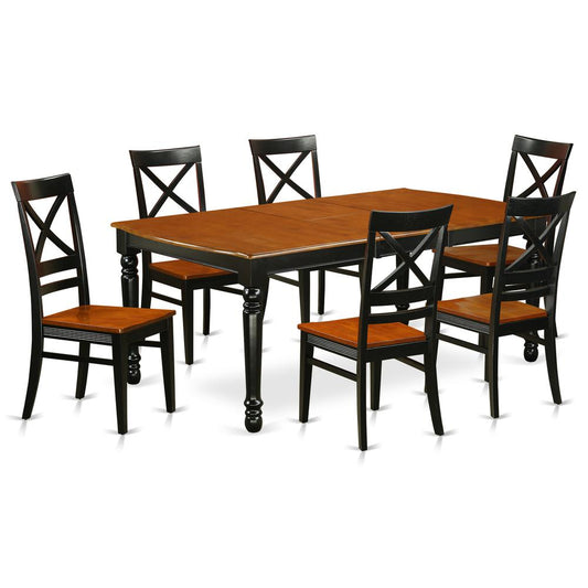 Dining Room Set Black & Cherry, DOQU7-BCH-W