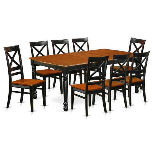 Dining Room Set Black & Cherry, DOQU9-BCH-W