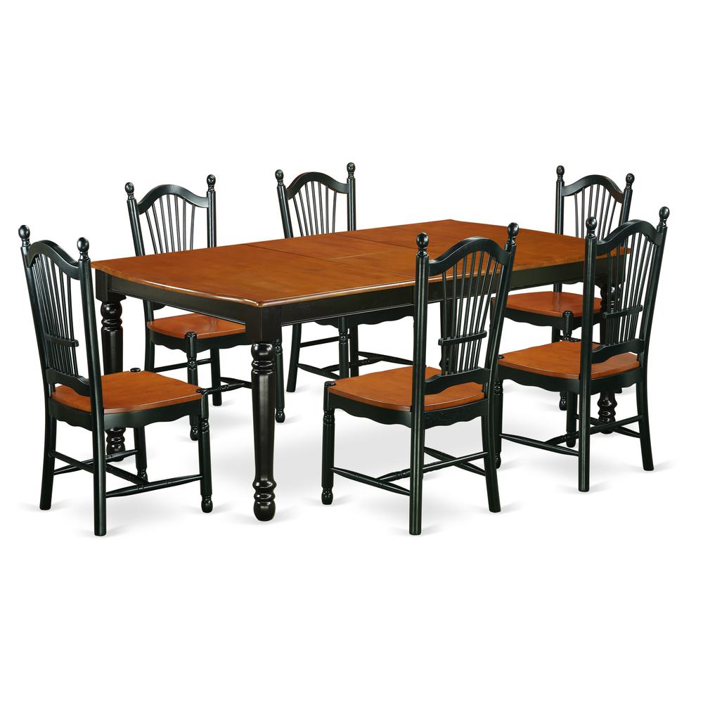 Dining Room Set Black & Cherry, DOVE7-BCH-W