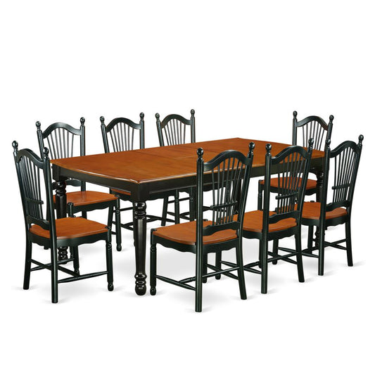 Dining Room Set Black & Cherry, DOVE9-BCH-W