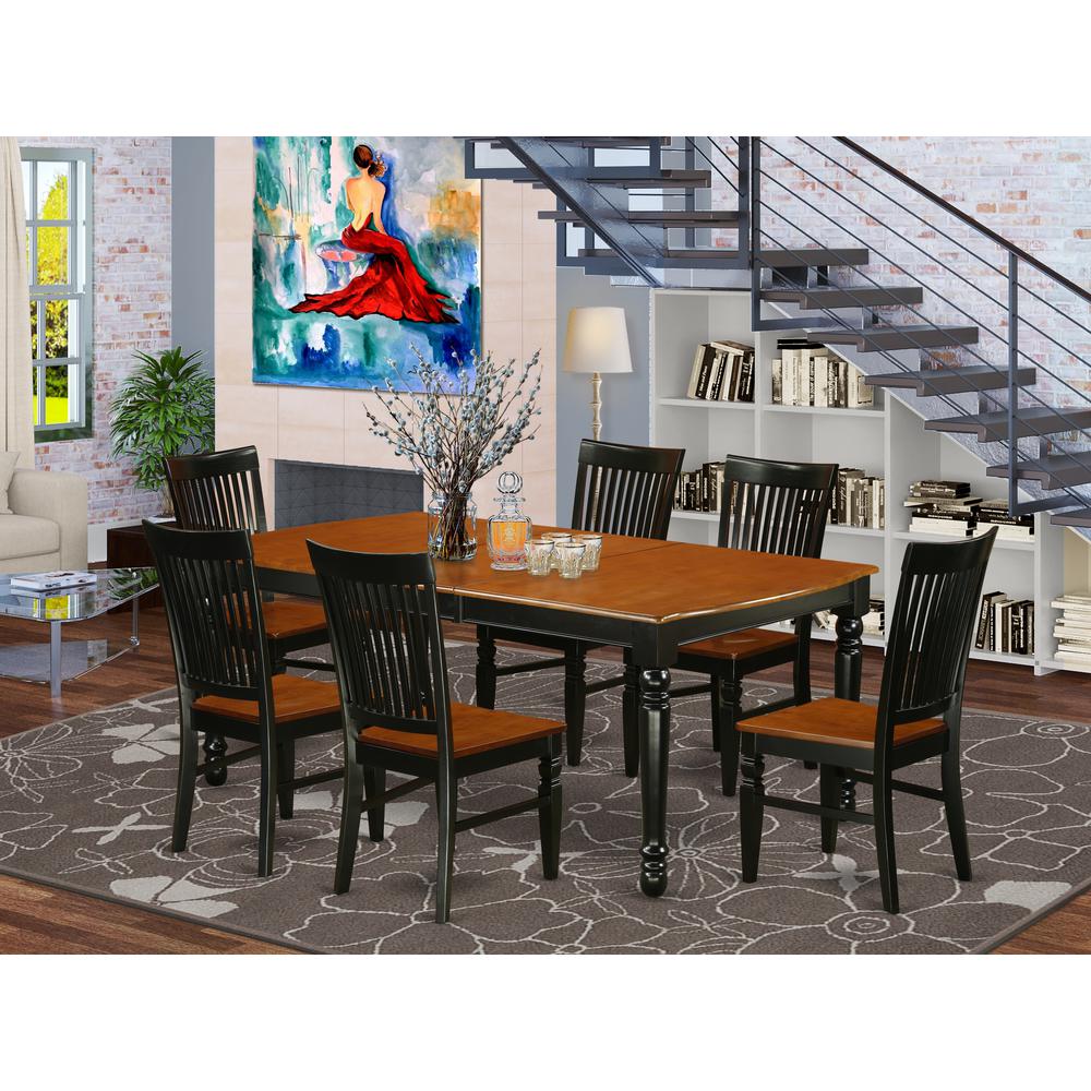 Dining Room Set Black & Cherry, DOWE7-BCH-W