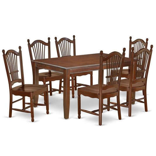 Dining Room Set Mahogany, DUDO7-MAH-W