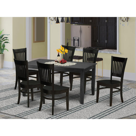 Dining Table- Dining Chairs, DUVA7-BLK-W