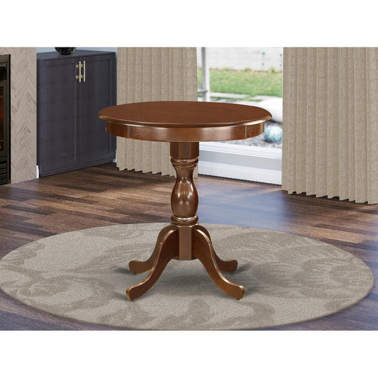 EST-MAH-TP East West Furniture Amazing Small Dining Table with Oak Color Table Top Surface and Asian Wood Kitchen Table Pedestal Legs - Oak Finish