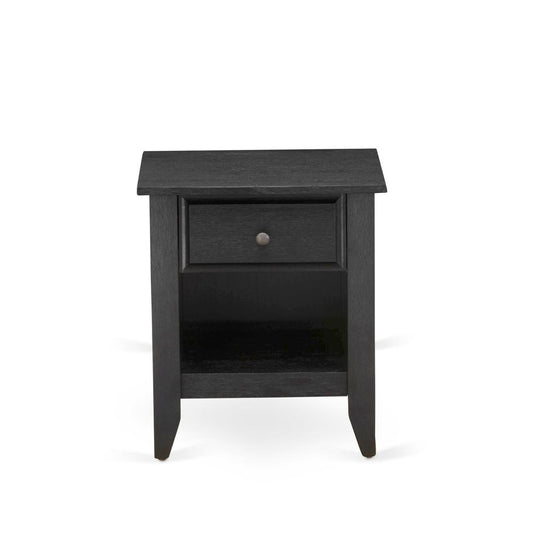 East West Furniture GA-06-ET Modern Nightstand Bedroom with 1 Wooden Drawer, Stable and Sturdy Constructed - Wire Brushed Black Finish