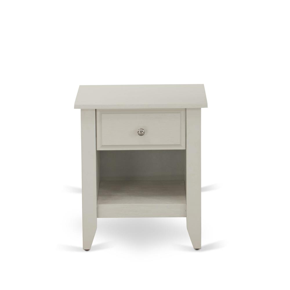 East West Furniture GA-0C-ET Small Night Stand with 1 Mid Century Modern Drawer, Stable and Sturdy Constructed - Wire brushed Butter Cream Finish