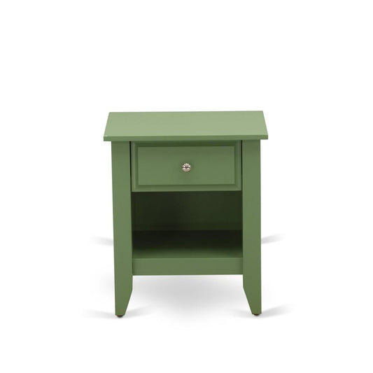 East West Furniture GA-12-ET Mid Century Night stand for Bedroom with 1 Wooden Drawer, Stable and Sturdy Constructed - Clover Green Finish