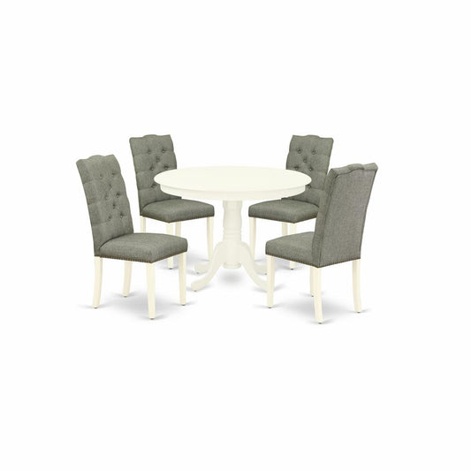 Dining Room Set Linen White, HLEL5-LWH-07